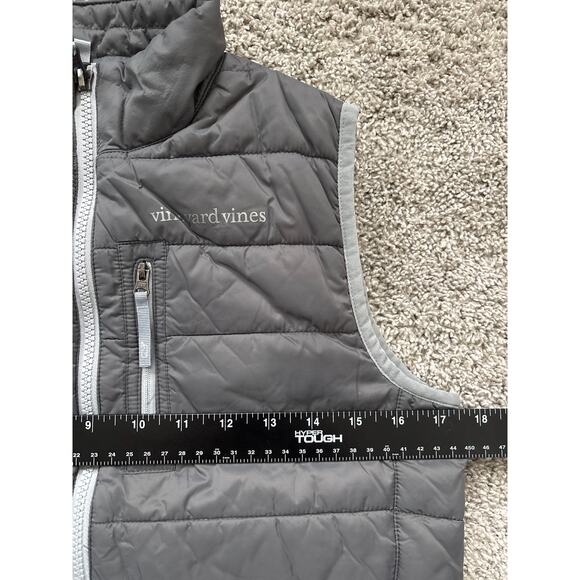 Vineyard Vines Gray Puffer Vest Zip Up Boys Size Medium Zipper Pockets - Picture 6 of 6